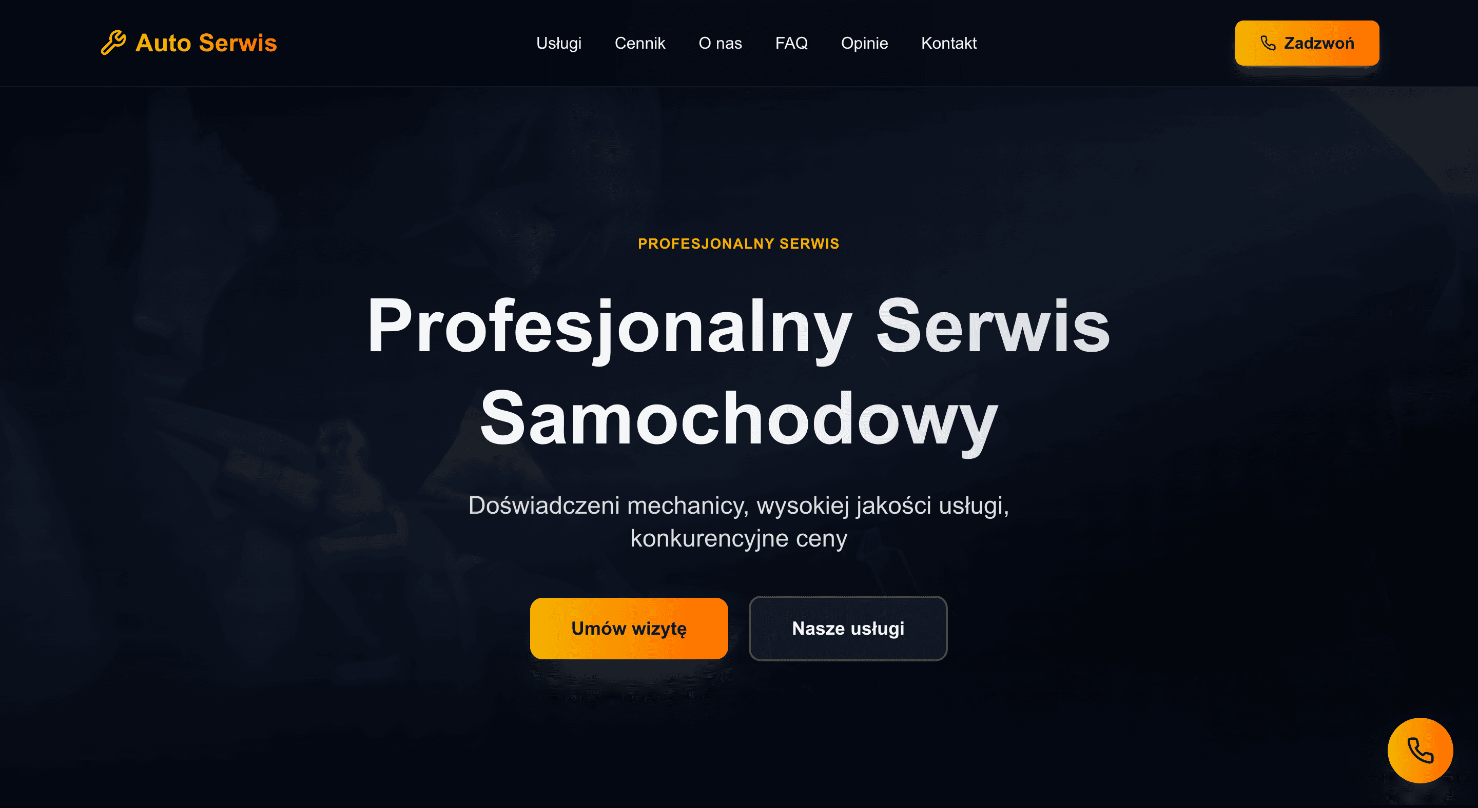 Strona warsztatu samochodowego Auto Serwis
