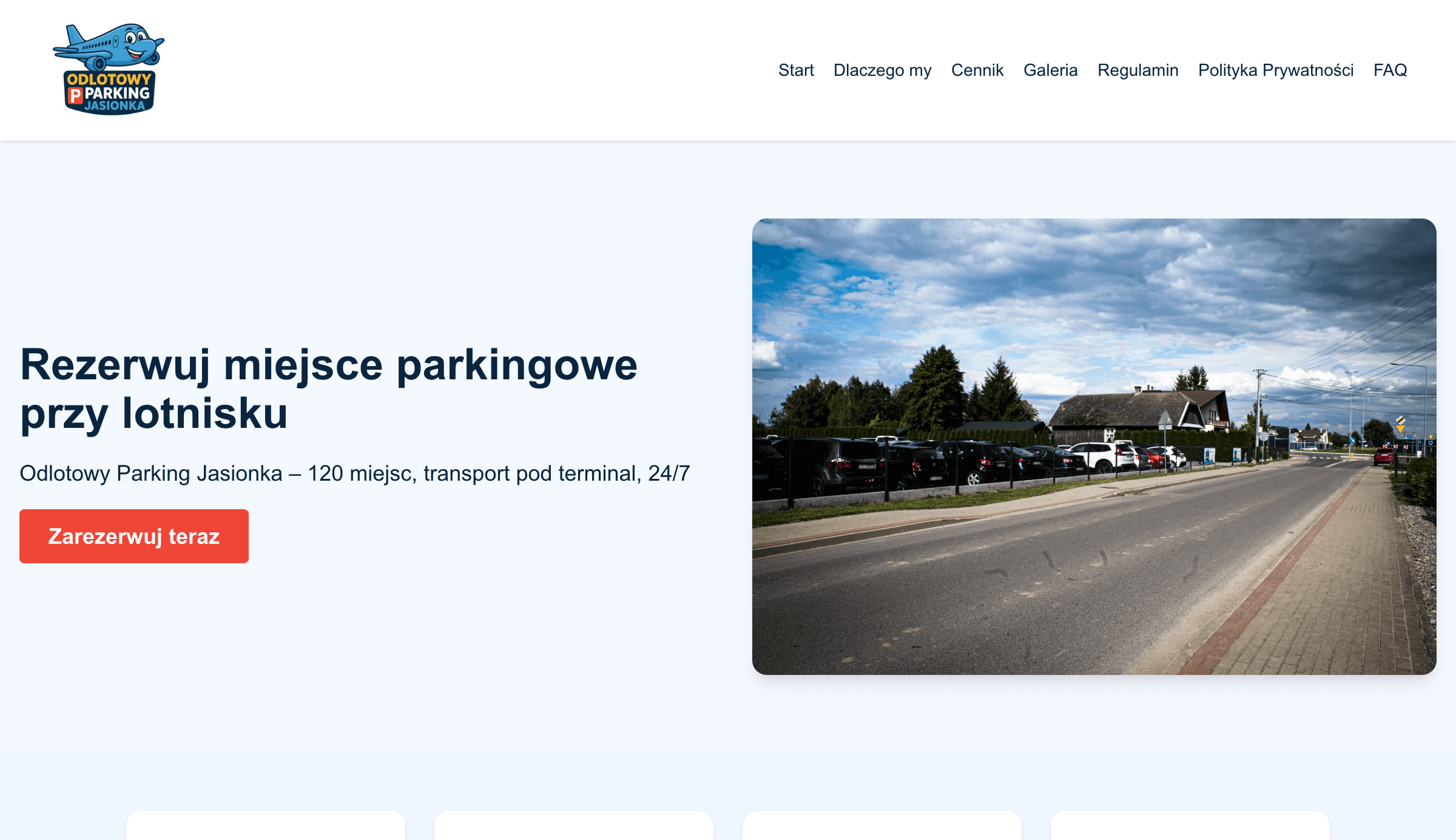 Strona parkingu przy lotnisku Jasionka